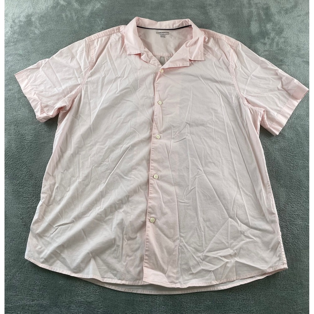 Amazon Essentials Mens XL Short Slv Button Down Shirt Pink Standard Fit Cotton